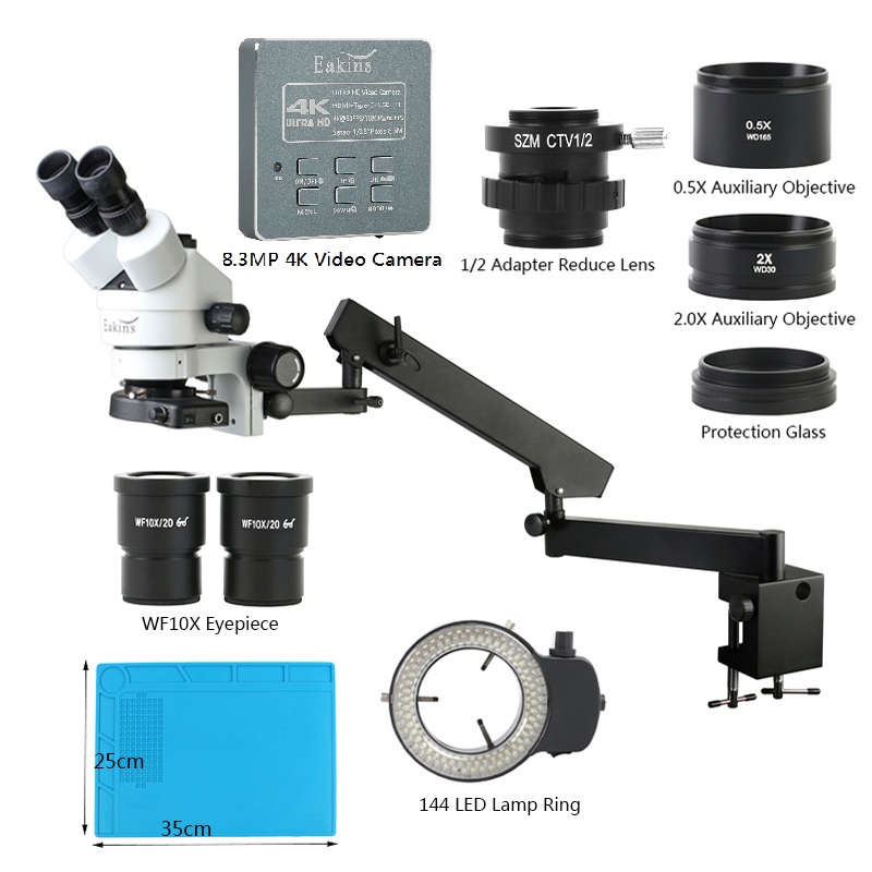 Trinocular Stereo Microscope 7X-45X - Simul Tiêu Cự Zoom 3.5X -