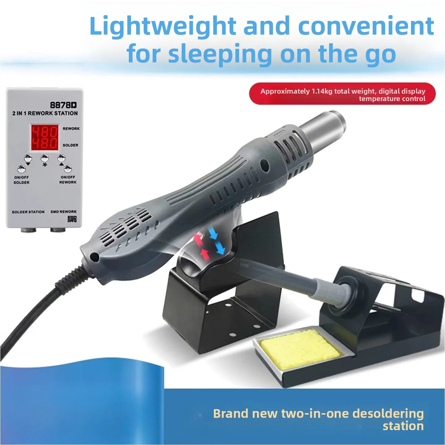 8878D 2-in-1 Rework Station –  - đánh giá và giá 2 In 1 Soldering Rework Station 750W