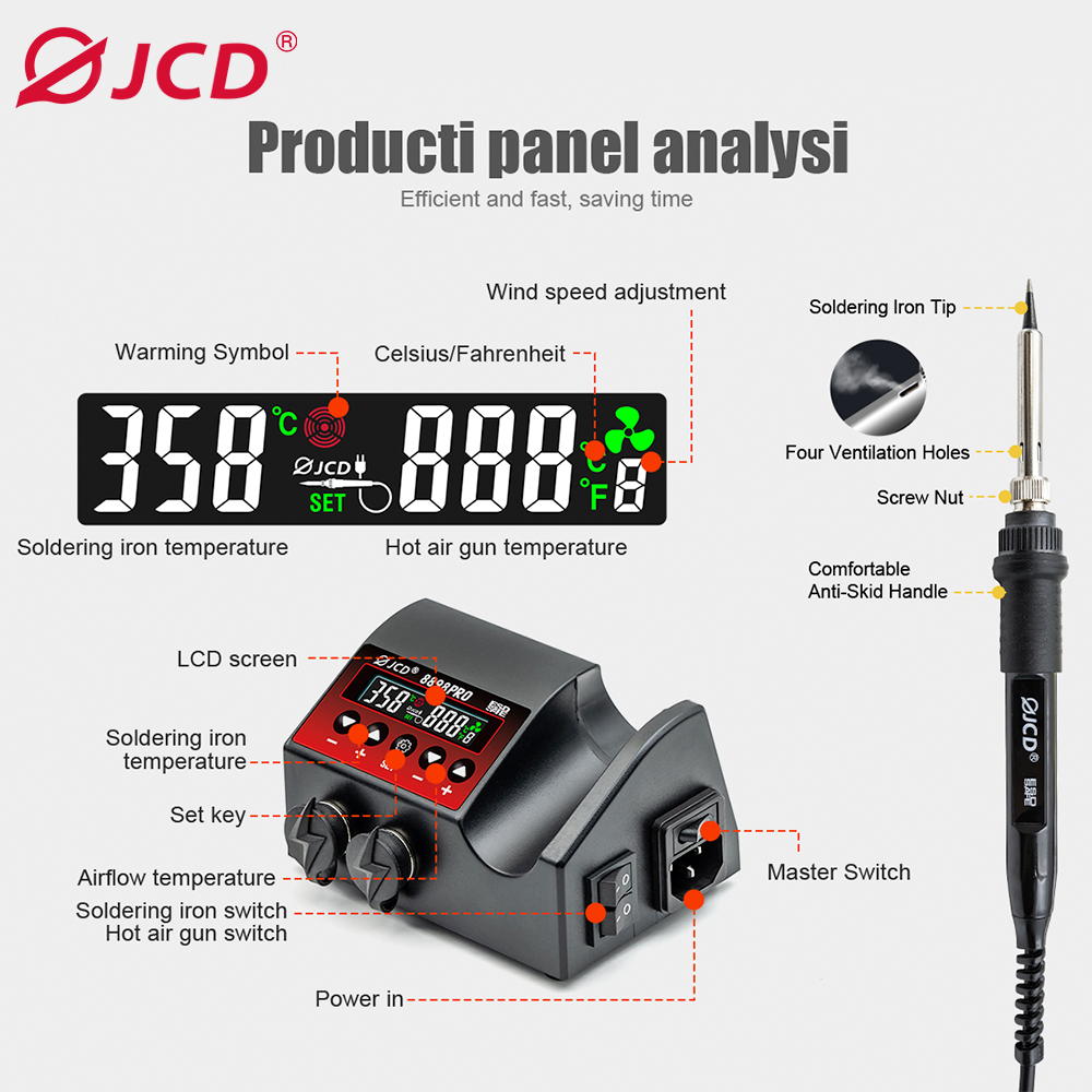 JCD 8898Pro 2 in 1 Soldering S - đánh giá và giá 2 In 1 Soldering Rework Station 750W